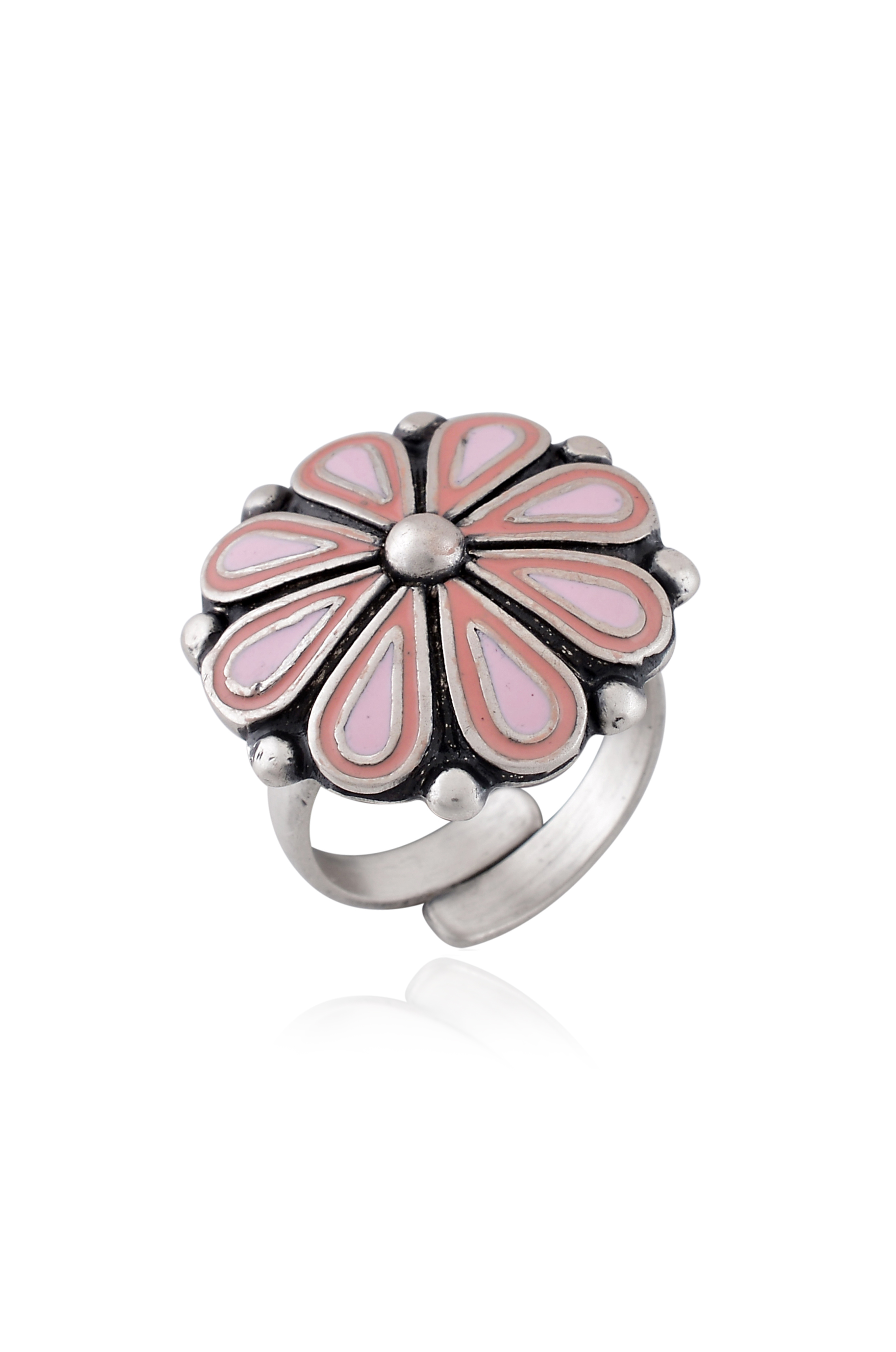 Pink Enamel Chandrika Flower Ring