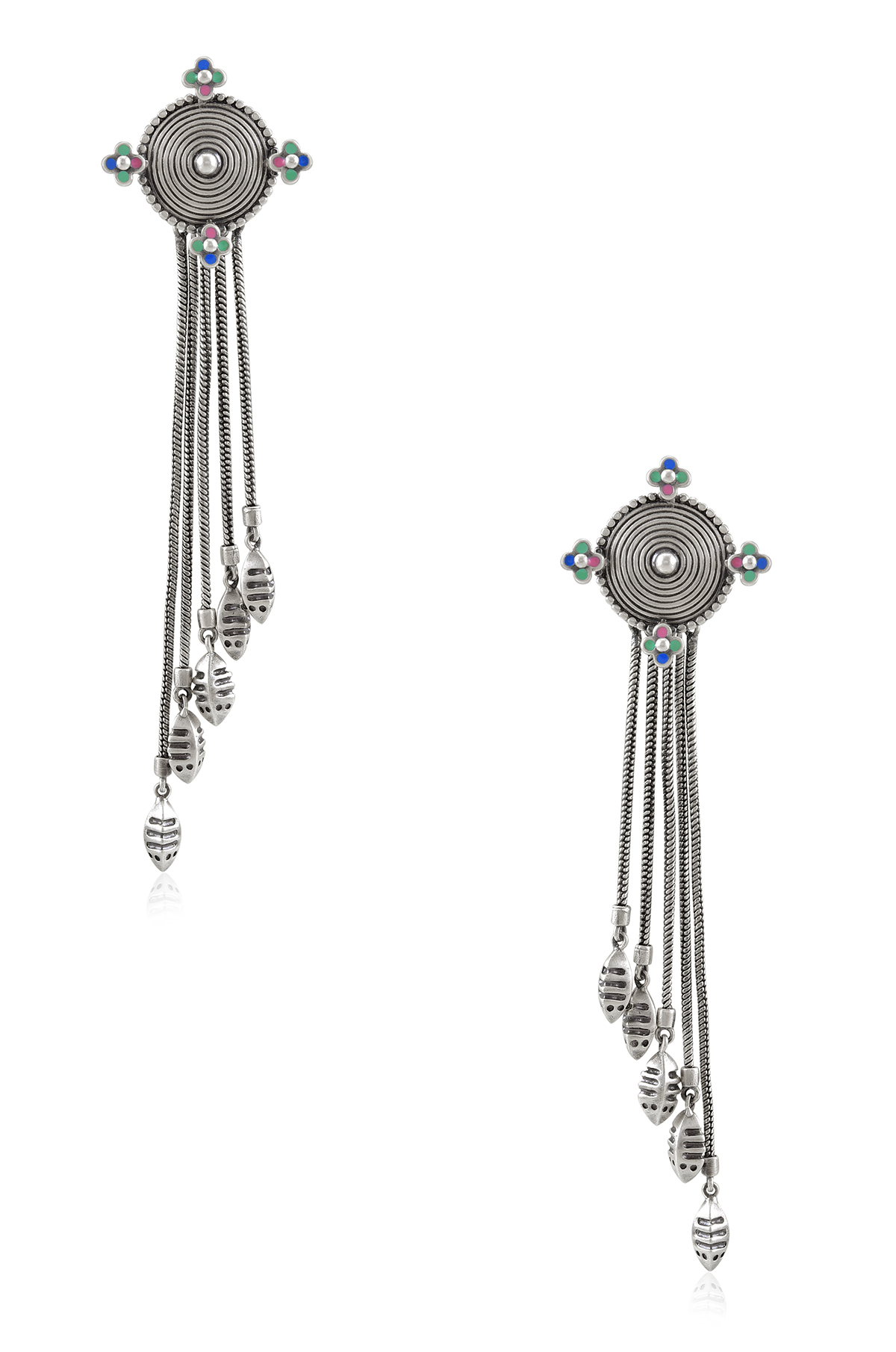 Multi Enamel Chandrika Coin Earrings