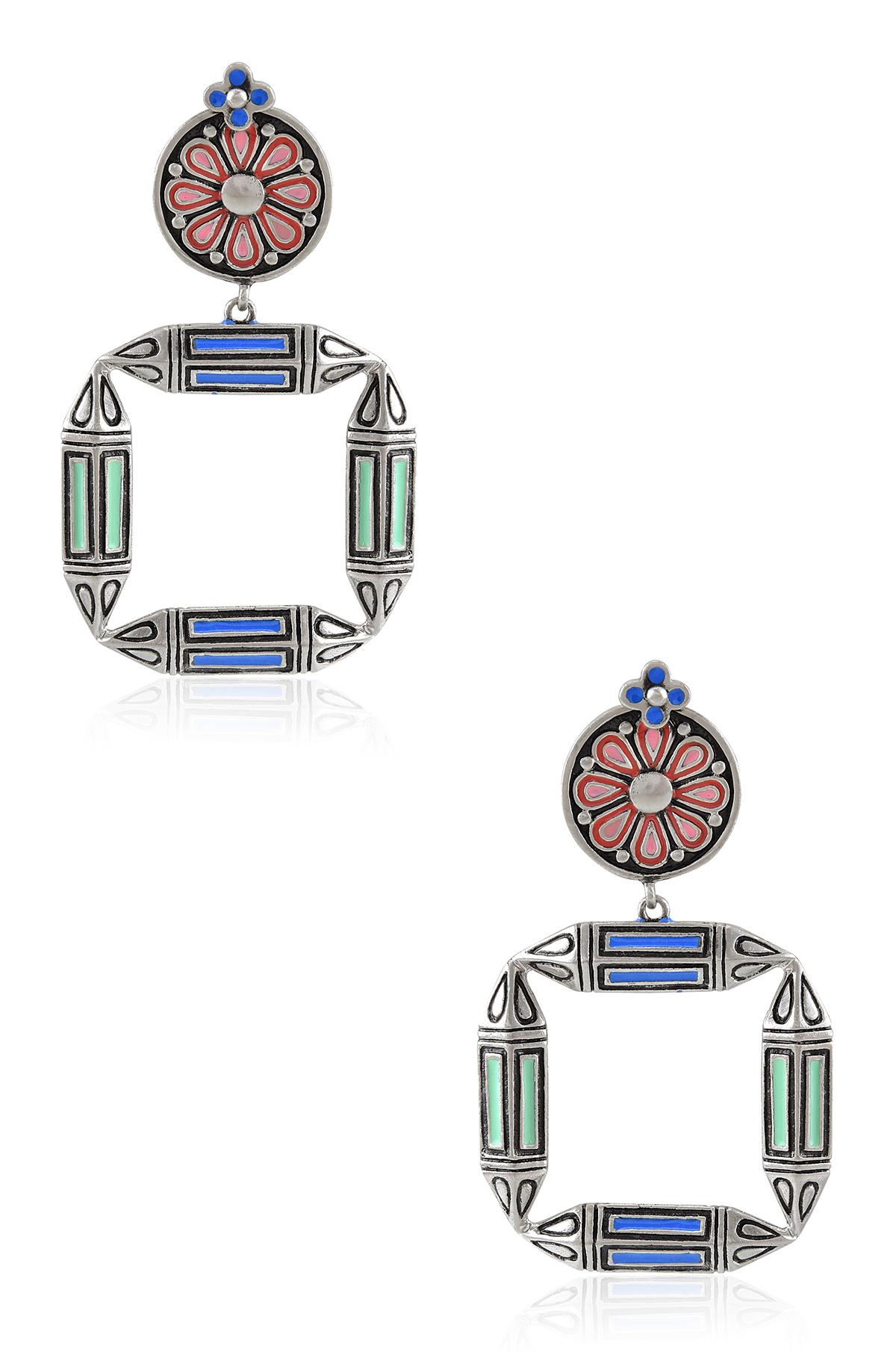 Multi Enamel Chandrika Taveez Flower Earrings