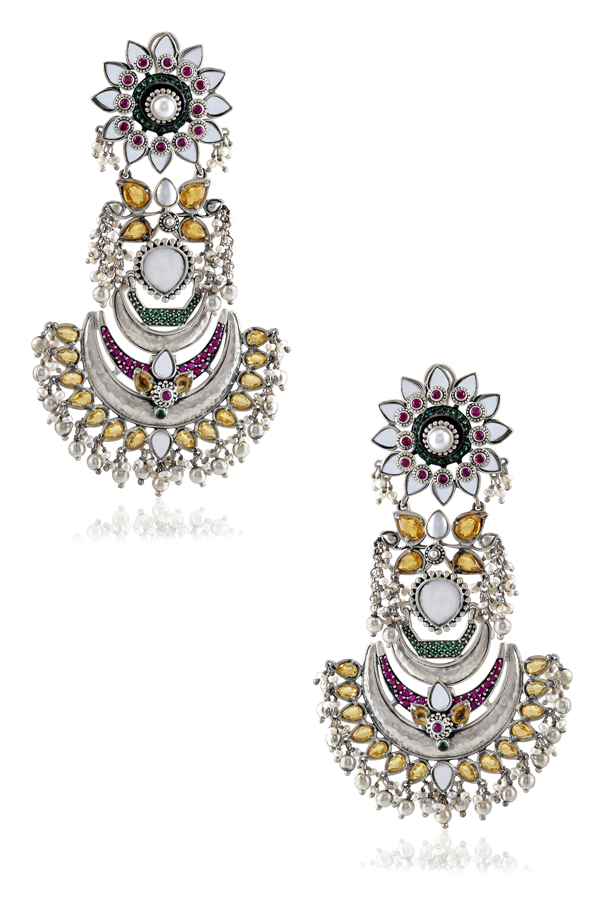 Silver Suryakamal Chandbalis