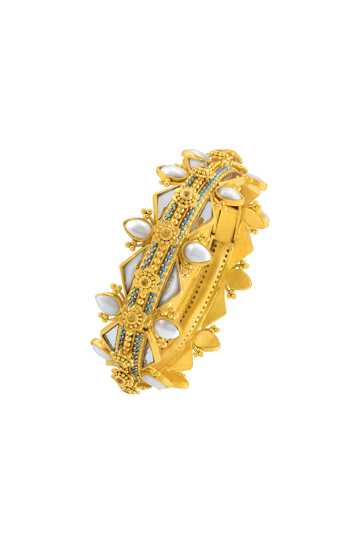 Silver Gold Plated Suryakamal Kada