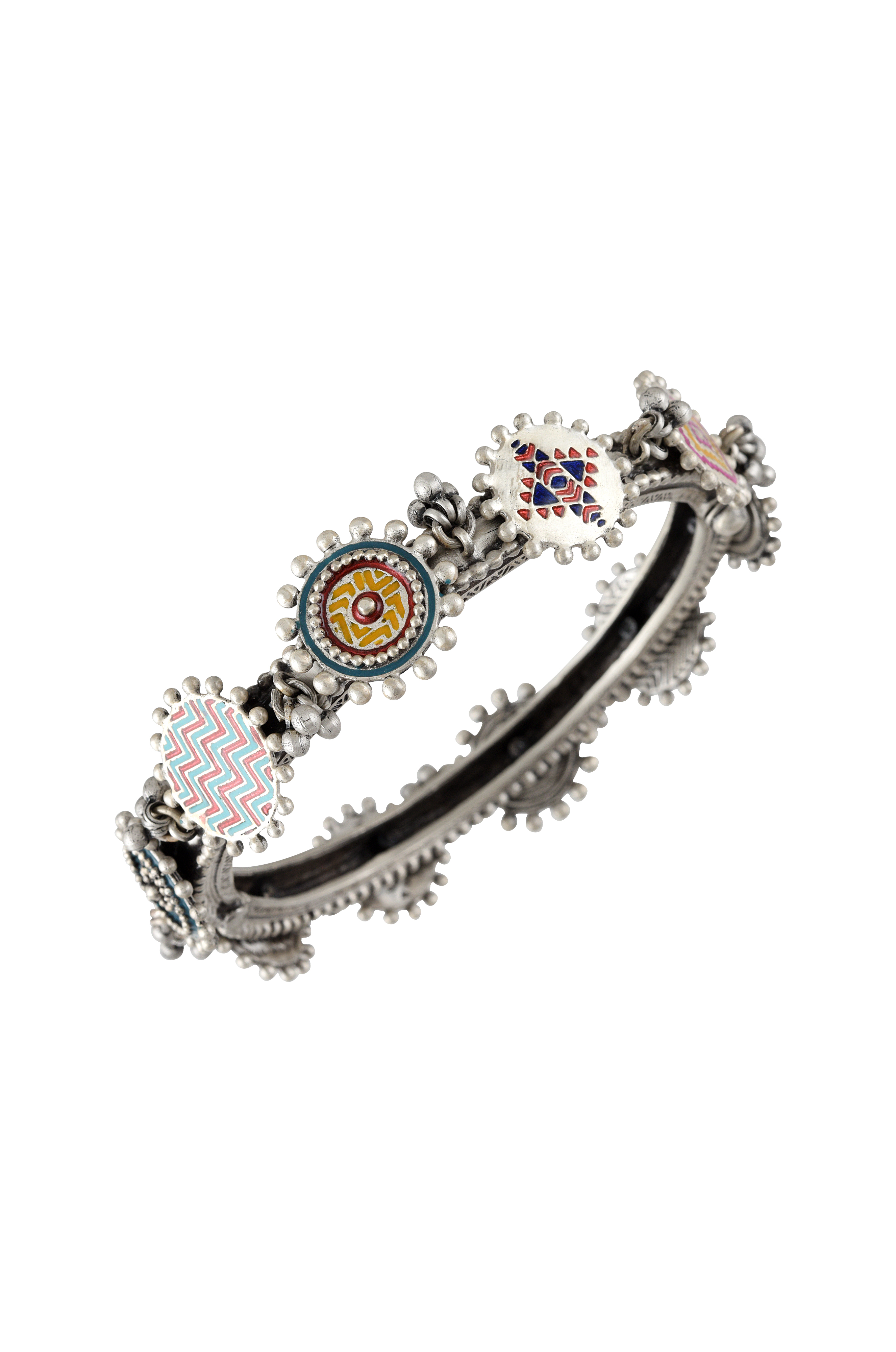 Silver Rangoli Ghungroo Bangle