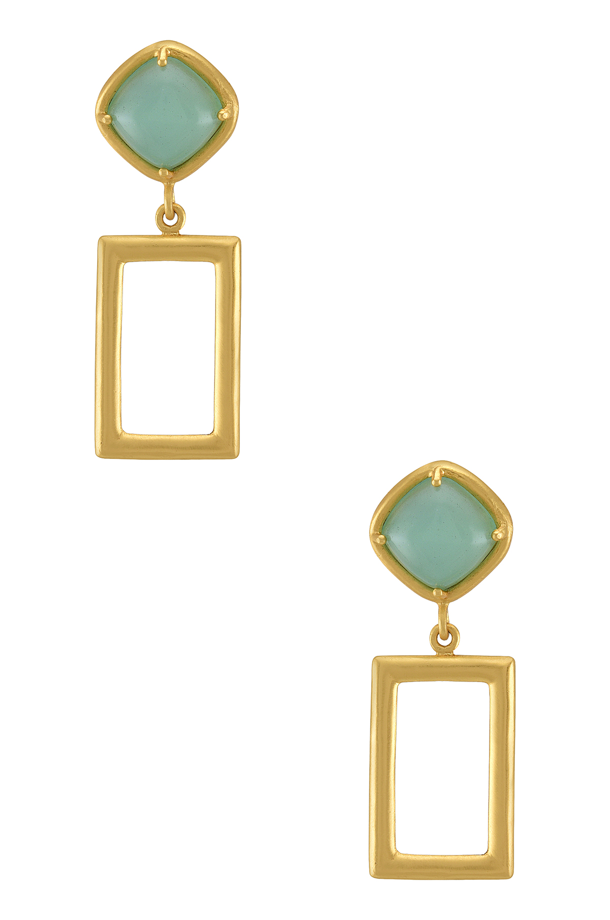 Gold Plated Aqua Drop Earrings